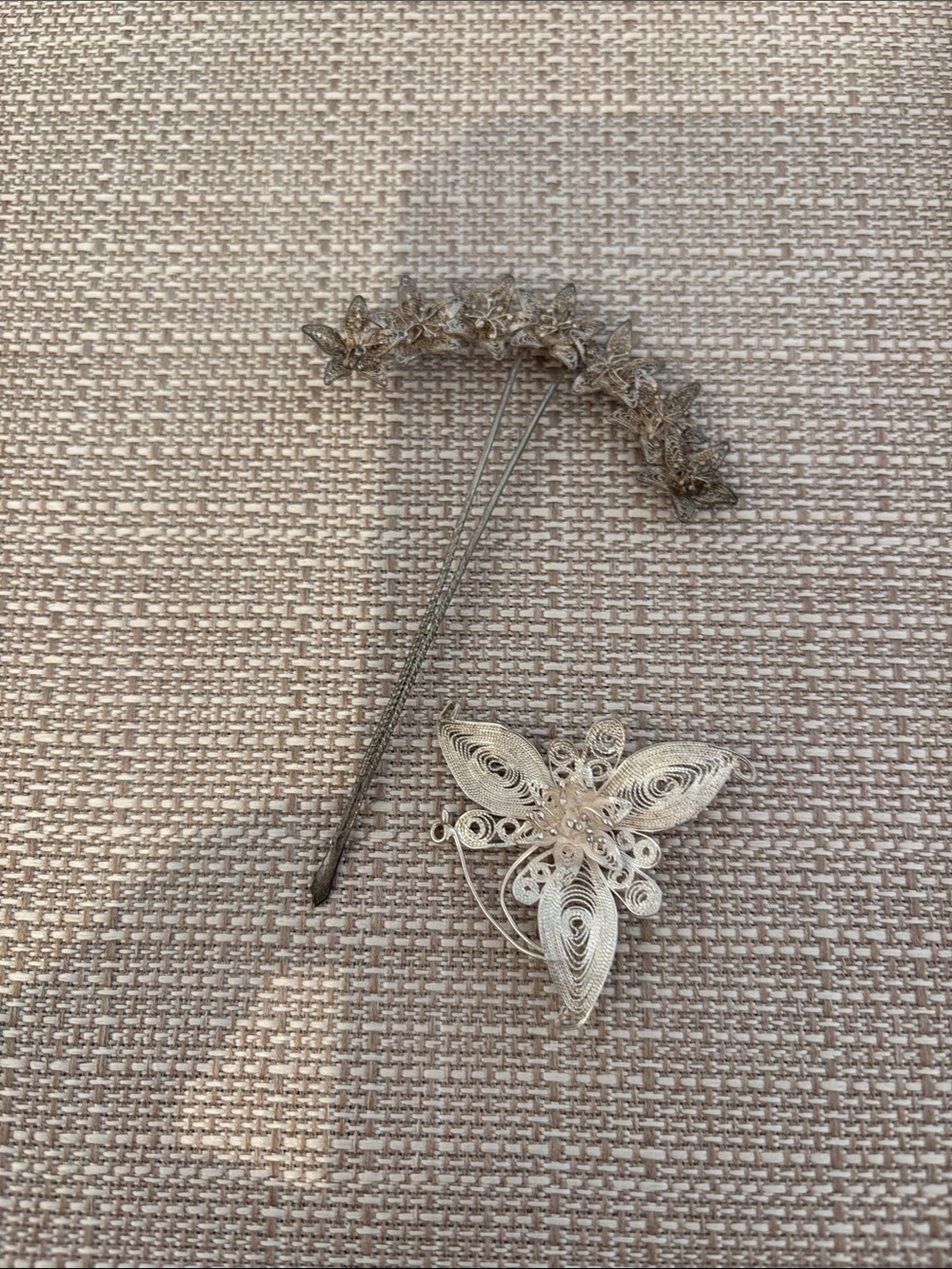 Sterling silver pin and hairpiece